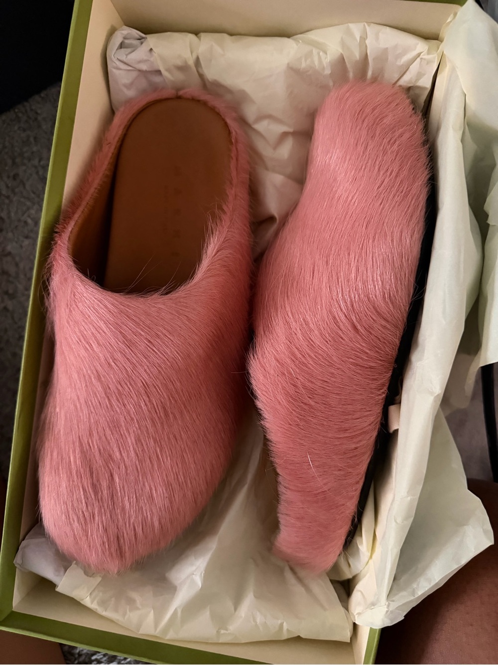 Pink Faux Fur Slip-On Women's Mules - Picture 2 of 2